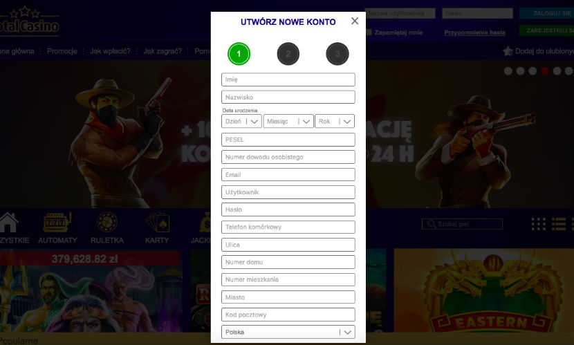 Rejestracja Total Casino bonusy na start