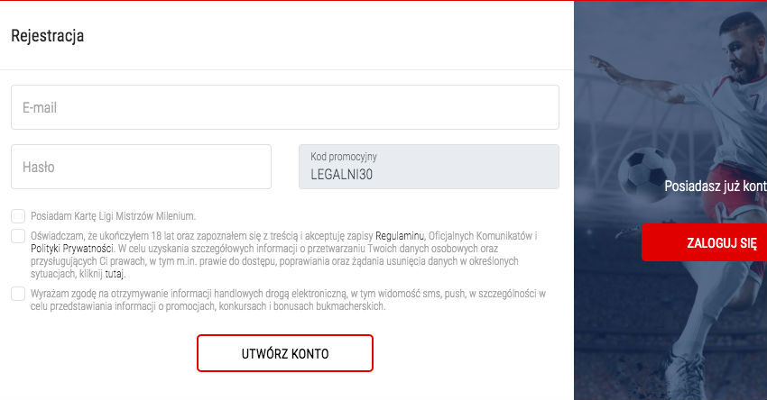 Rejestracja Milenium - kod promocyjny