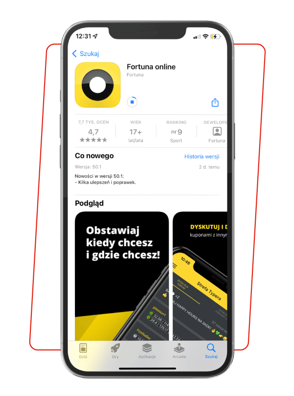 aplikacja Fortuna iOS