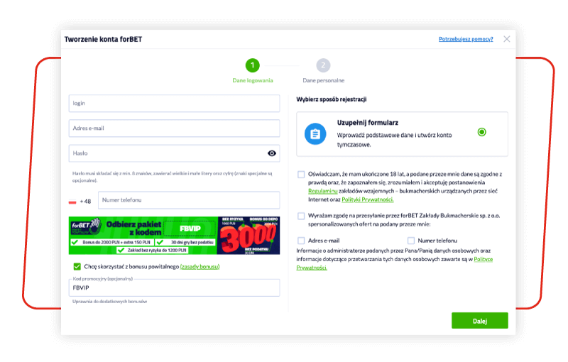 kod promocyjny forbet rejestracja